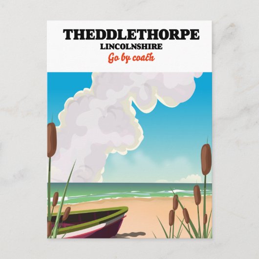 海辺の旅行ポスターThedlethorpe Lincolnshire。 ポストカード (正面)
