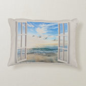 海辺の日の出が窓から アクセントクッション (裏面)