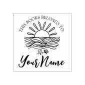 海辺の日の出「この本は所有している」 ラバースタンプ (インプリント)