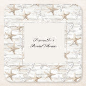 海辺の景色を望む花嫁のシャワー スクエアペーパーコースター (正面)