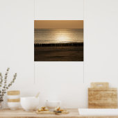 海辺の景色 – 日没のビーチ上 ポスター (キッチン)