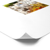 海辺の村の旧世界建築の水色 ポスター (角)