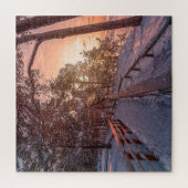 海辺の松林の冬の夕日 ジグソーパズル (縦)