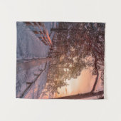 海辺の松林の冬の夕日 タペストリー (正面(横))