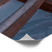 海辺の松林の冬の夕日 ポスター (角)