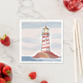 海辺の水彩画 クラシック ライトハウス スタンダードカクテルナプキン (インサイチュ)