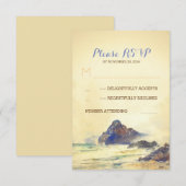 海辺の水絵を描色結婚式RSVP 出欠カード (正面/裏面)