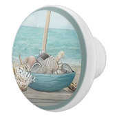 海辺の水色で集めた貝殻 セラミックノブ (右)