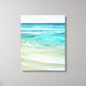 海辺の水色のビーチ波沿岸 キャンバスプリント (正面)