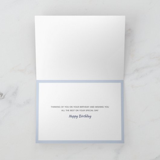 海辺の水色の誕生日グリーティングカード カード (内部)