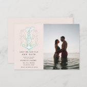 海辺の沿岸の写真日付の変更招待状 招待状 (正面/裏面)