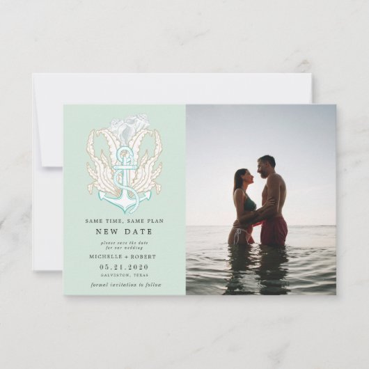 海辺の沿岸の写真日付の変更招待状 招待状 (正面)