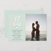 海辺の沿岸の写真日付の変更招待状 招待状 (正面/裏面)