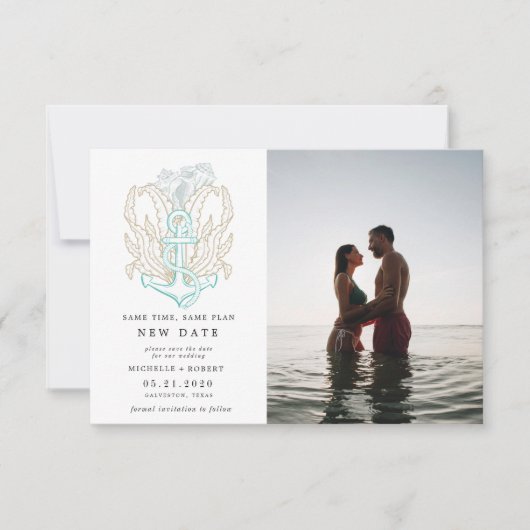 海辺の沿岸の写真日付の変更招待状 招待状 (正面)