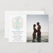 海辺の沿岸の写真日付の変更招待状 招待状 (正面/裏面)