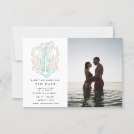 海辺の沿岸の写真日付の変更招待状 招待状