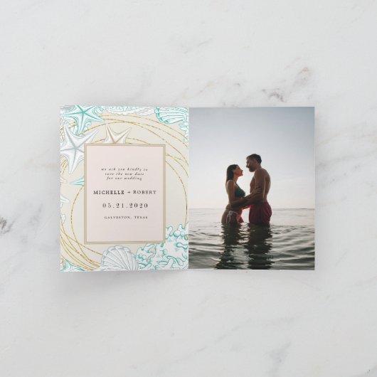 海辺の沿岸の写真日付の変更招待状 招待状 (内部)