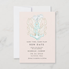 海辺の沿岸の写真日付の変更招待状 招待状