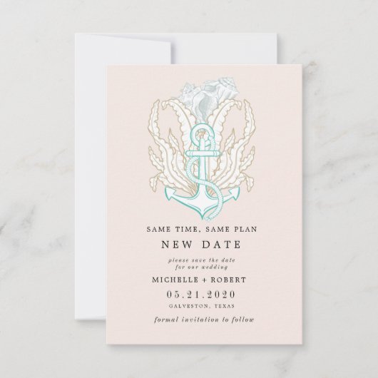 海辺の沿岸の写真日付の変更招待状 招待状 (正面)