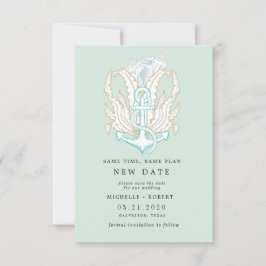 海辺の沿岸の写真日付の変更招待状 招待状