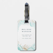 海辺の沿岸ターコイズモノグラム荷物タグ ラゲッジタグ (裏面縦)