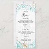 海辺の沿岸ターコイズ結婚のディナーメニュー 招待状 (正面)