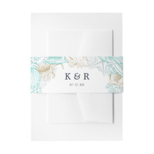 海辺の沿岸ターコイズ結婚ズベリーバンド 招待状ベリーバンド