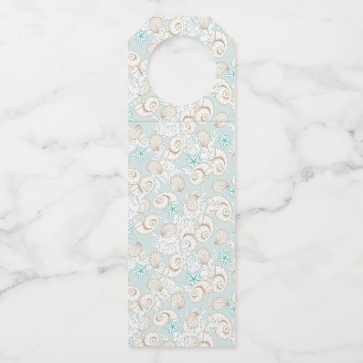 海辺の沿岸結婚ボトルハンガーラベル ボトルネックタグ (裏面)