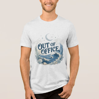 海辺の波とヴィンテージなビーチの雰囲気 Out of Office トライブレンドＴシャツ