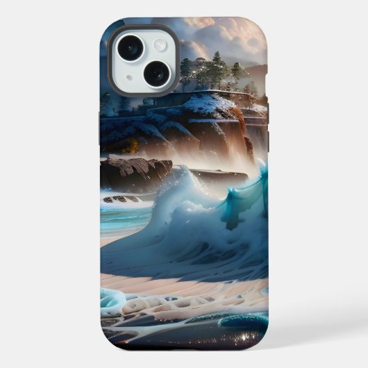 海辺の波の風景 1 iPhoneケース (裏面)