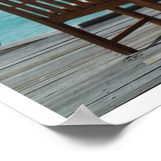 海辺の波止場の椅子 ポスター (角)