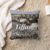 海辺の海の思い出の名前Keepsake Photo クッション (ブランケット)