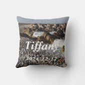 海辺の海の思い出の名前Keepsake Photo クッション (裏面)