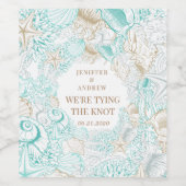 海辺の海岸は日付モノグラムを保存 ワインラベル (シングルラベル)