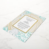 海辺の海岸エレガントな結婚式 箔招待状 (回転した状態)