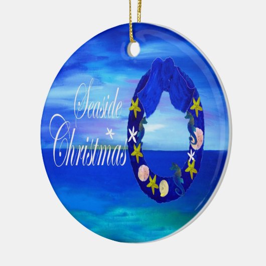 海辺の海岸沿いのクリスマスの飾り セラミックオーナメント (左)