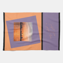 海辺の町の夕日 – アートタオル キッチンタオル