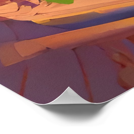 海辺の町 | AIアートポスター ポスター (角)