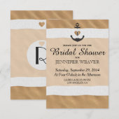 海辺の砂と白いリボンの錨 招待状 (正面/裏面)