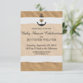 海辺の砂浜と白いリボンのアンカー 招待状 (スタンド正面)