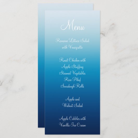 海辺の空と海の青のグラデーション メニュー (正面/裏面)