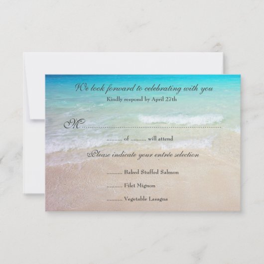 海辺の結婚式 返信 正確なゲスト数 メニュー (正面)