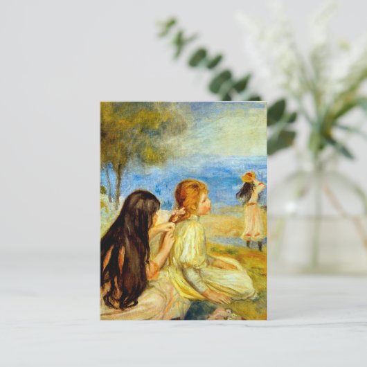 海辺の美しいルノアール絵画の芸術 ポストカード (スタンド正面)