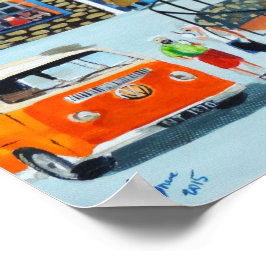 海辺の英国の海辺で息を切らすおもしろい ポスター (角)