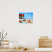 海辺の英国の海辺で息を切らすおもしろい ポスター (キッチン)