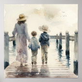 海辺の親子 ポスター (正面)