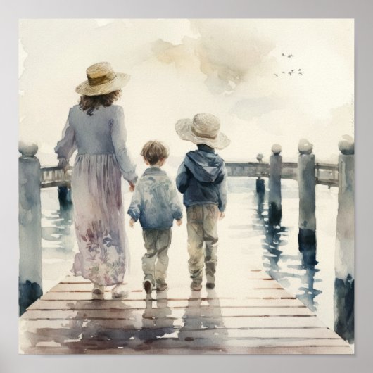 海辺の親子 ポスター (正面)