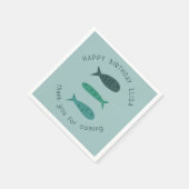 海辺の誕生日パーティキュートフィッシュカスタム スタンダードカクテルナプキン (角)