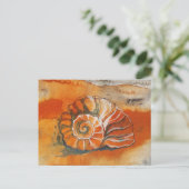 海辺の貝殻 水彩画 タッチの nautical イラスト ポストカード (スタンド正面)