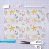 海辺の貝類ヒトデの水彩模様 薄葉紙 (クラフト)